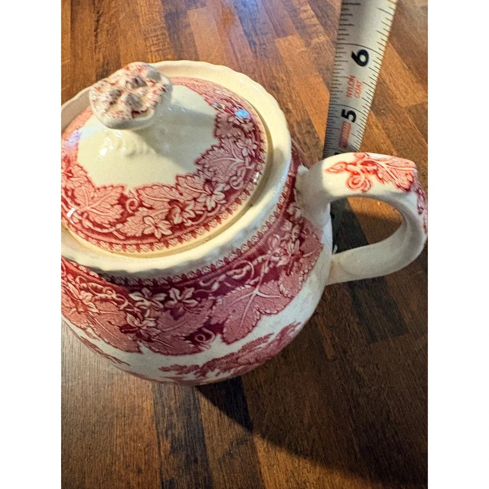 Vintage Mason's Ironstone Teapot – Red Transferware – Made in England